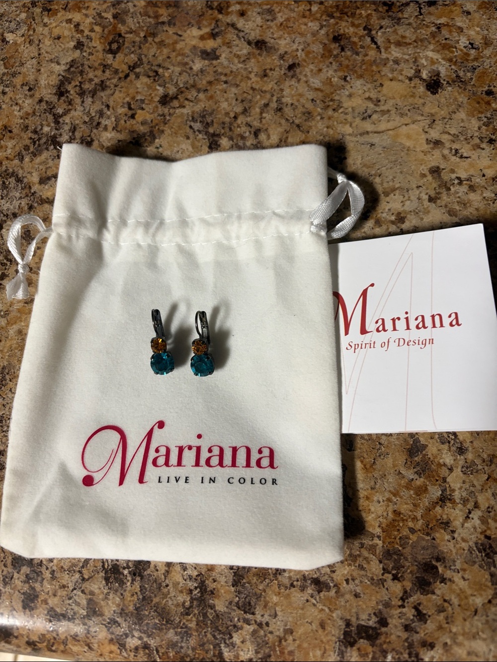 Mariana Teal and Amber Crystal Drop Earrings
